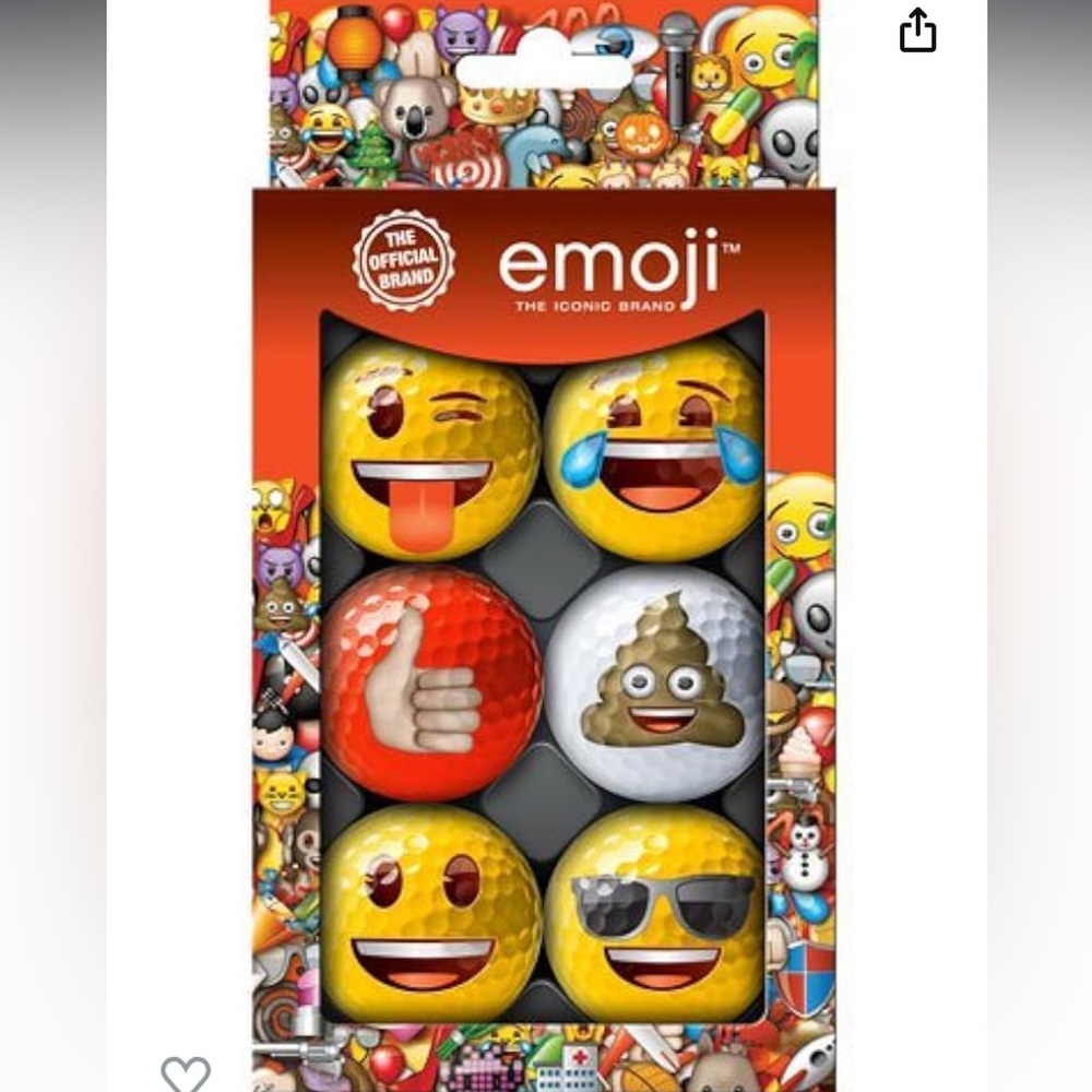 6 pack of emoji golf balls 😀👍🏼💩😂😎😜